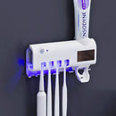 Suporte Dipenser Com Esterilizador UV Porta Escova e Pasta de Dente
