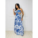 Vestido Longo Camila Estampa Grécia em Fluity Decote nas Costas Elegante e Confortável